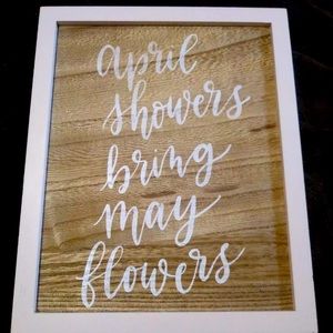 Weathered Painted APRIL SHOWERS WOOD SIGN PLAQUE